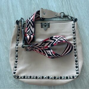 Studded crossbody messenger Bag colorful adjustable “guitar” strap